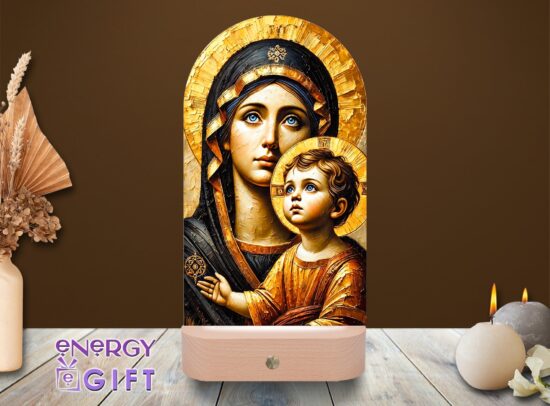 Lampă LED cu icoană religioasă, vedere din față – Lampă LED Icoană 1