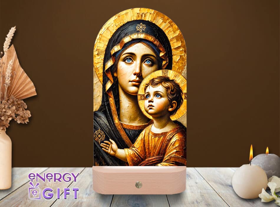 Lampă LED cu icoană religioasă, vedere din față – Lampă LED Icoană 1