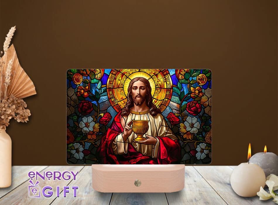 Lampă LED cu icoană religioasă, vedere din față – Lampă LED Icoană 10