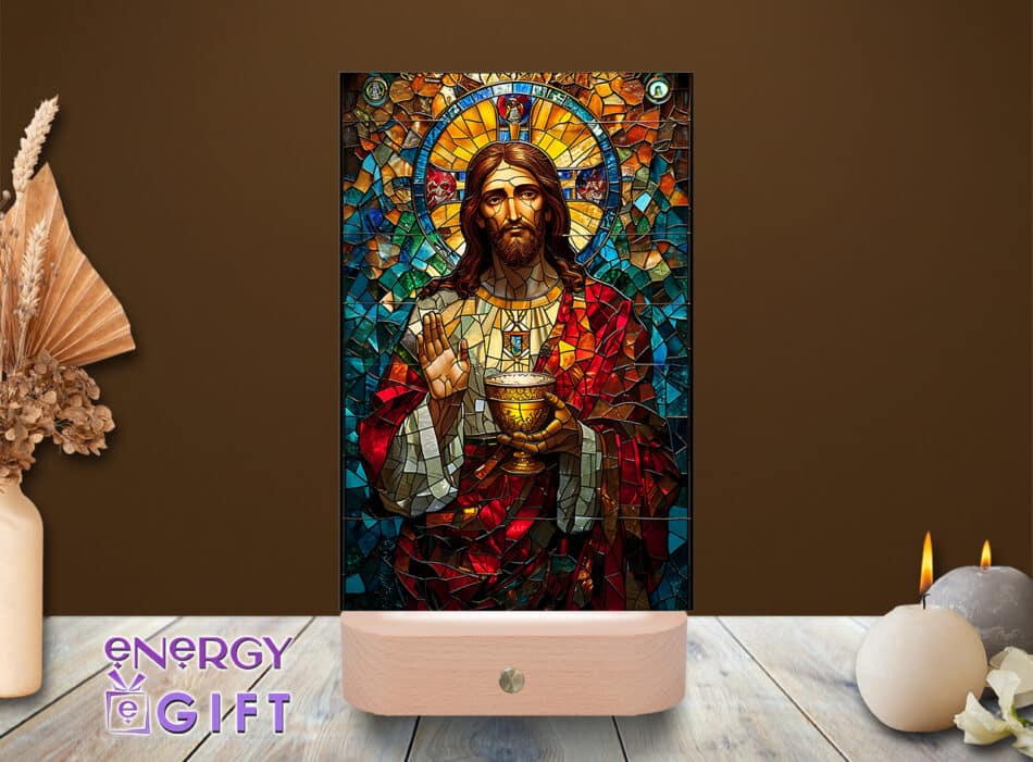 Lampă LED cu icoană religioasă, vedere din față – Lampă LED Icoană 11