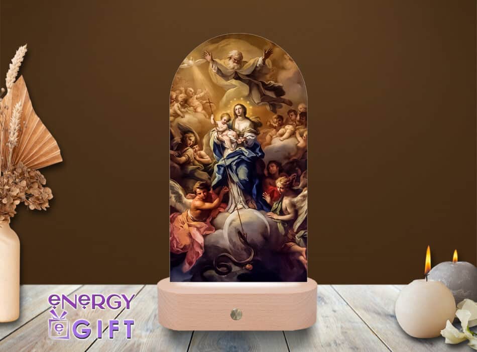Lampă LED cu icoană religioasă, vedere din față – Lampă LED Icoană 16