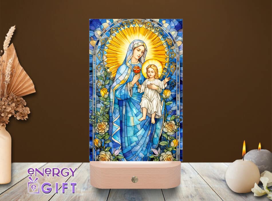 Lampă LED cu icoană religioasă, vedere din față – Lampă LED Icoană 17