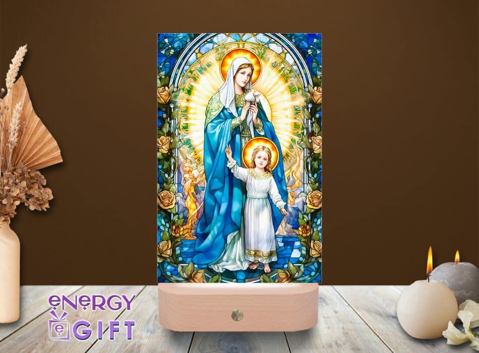 Lampă LED cu icoană religioasă, vedere din față – Lampă LED Icoană 18