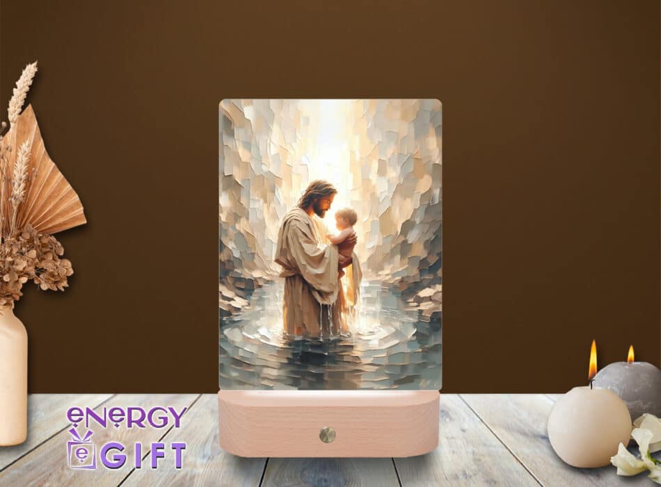 Lampă LED cu icoană religioasă, vedere din față – Lampă LED Icoană 21