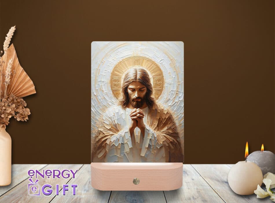 lampa led 3d icoana Iisus hristos ortodox rugaciune