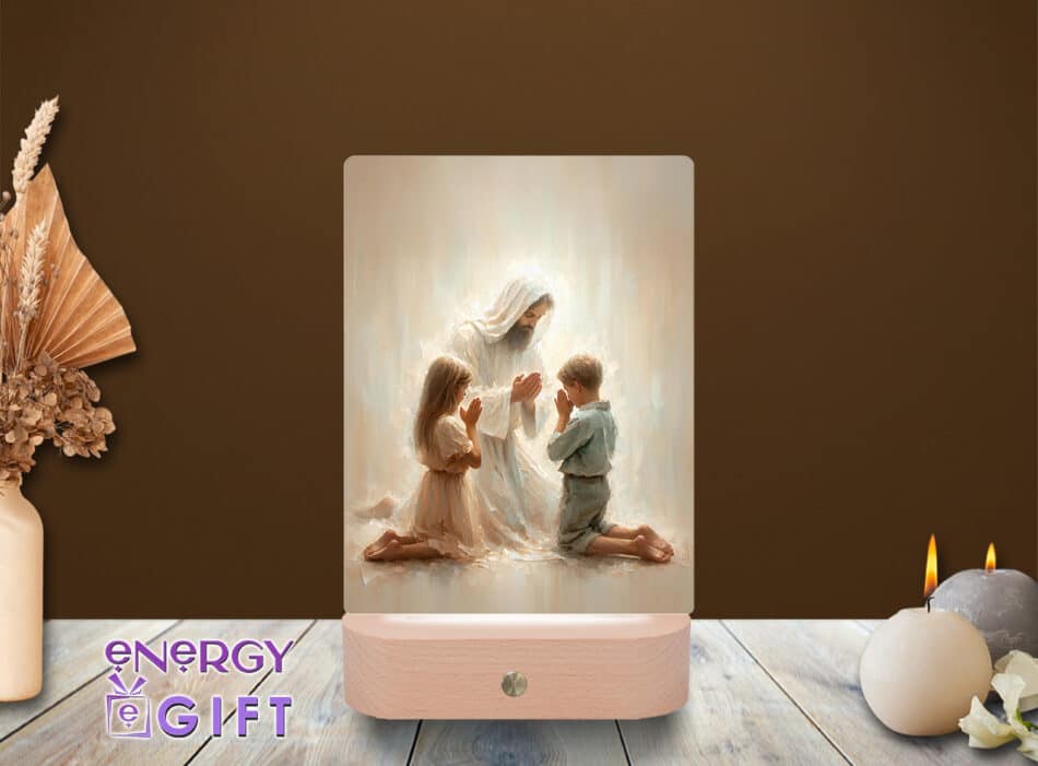 lampa led 3d icoana Iisus hristos ortodox cu copii