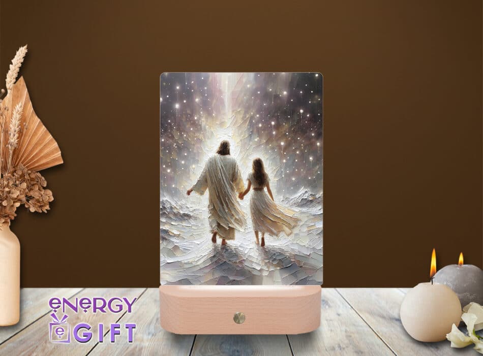 Lampă LED cu icoană religioasă, plasată în decor – Lampă LED Icoană 28