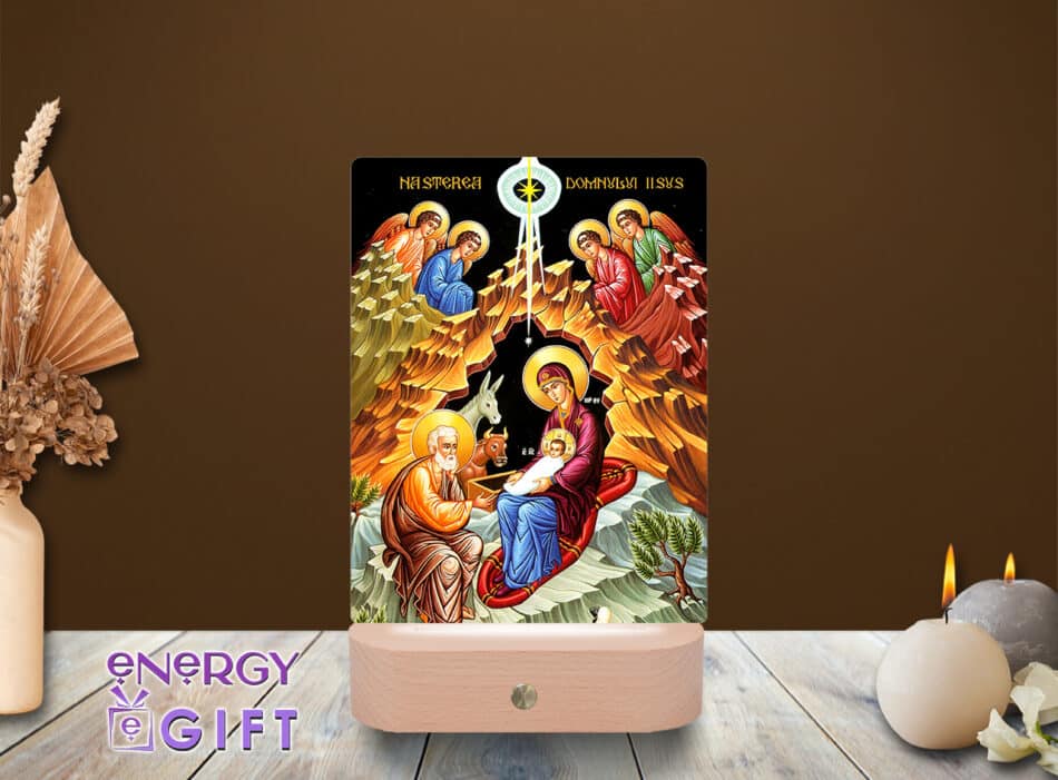Lampă LED cu icoană religioasă, vedere din față – Lampă LED Icoană 3