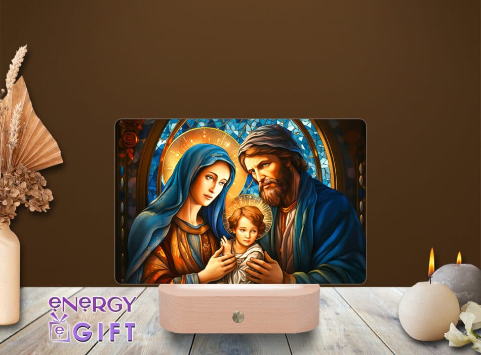 lampa led 3d icoana Iosif si Maria ortodox