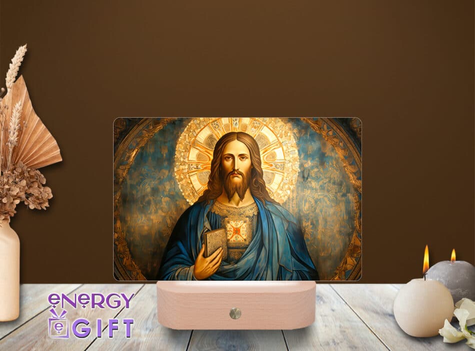 lampa led 3d icoana Iisus hristos ortodox