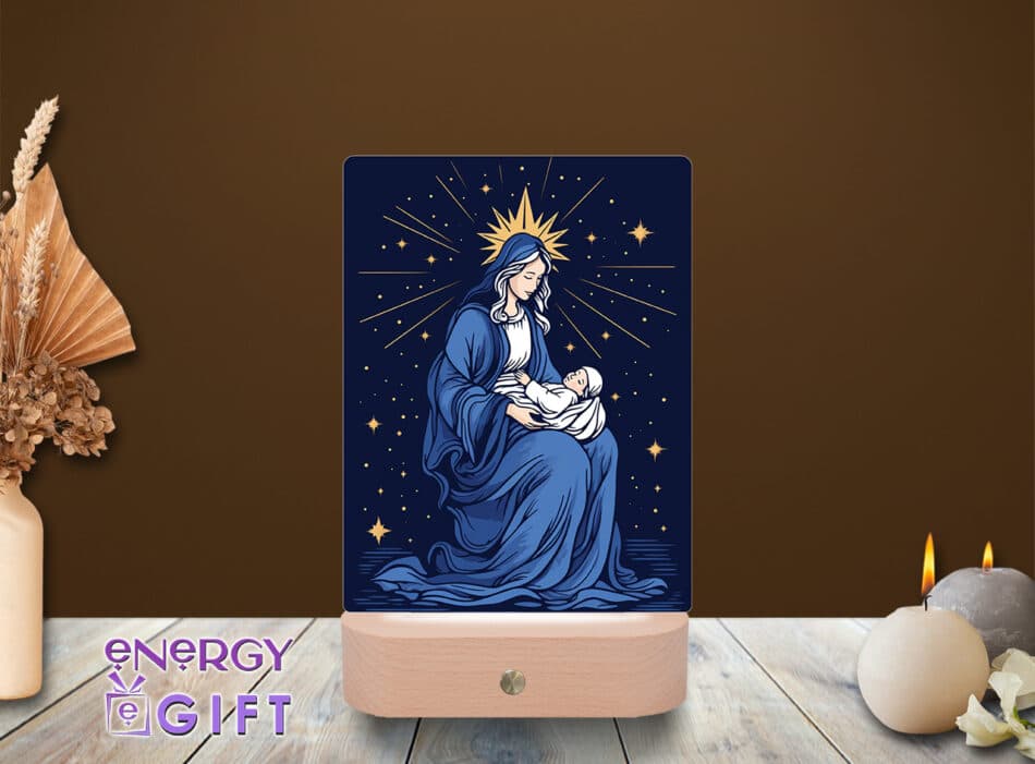 Lampă LED cu icoană religioasă, vedere din față – Lampă LED Icoană 5
