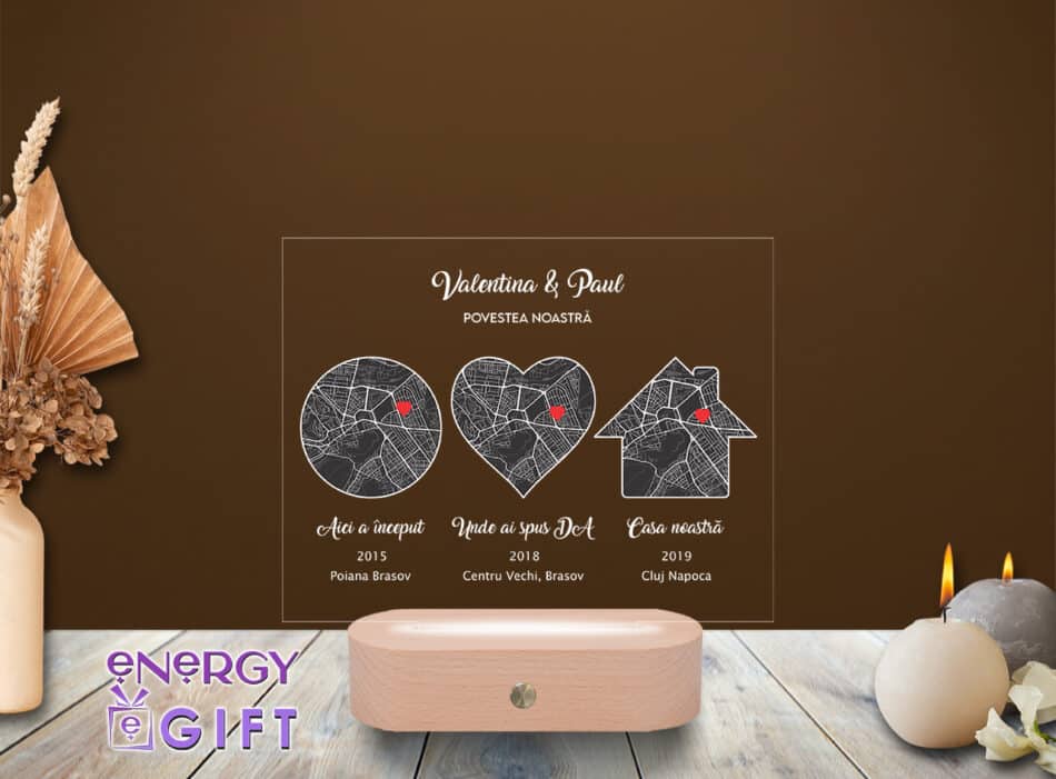 Lampă LED personalizată cu fotografie de cuplu – poveste de dragoste luminată cu emoție