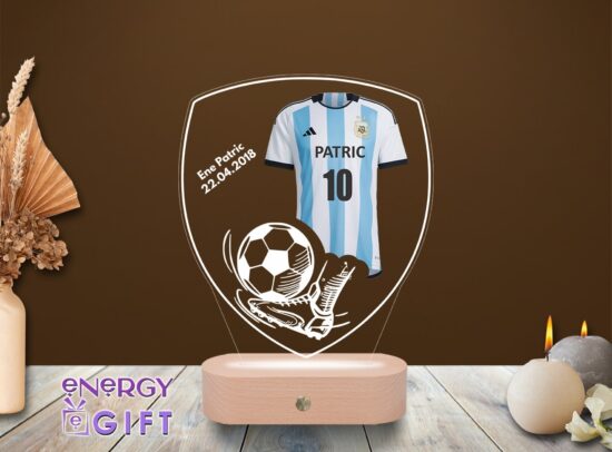 Lampă LED cu Lionel Messi în tricoul Argentinei – cadou personalizat pentru fani