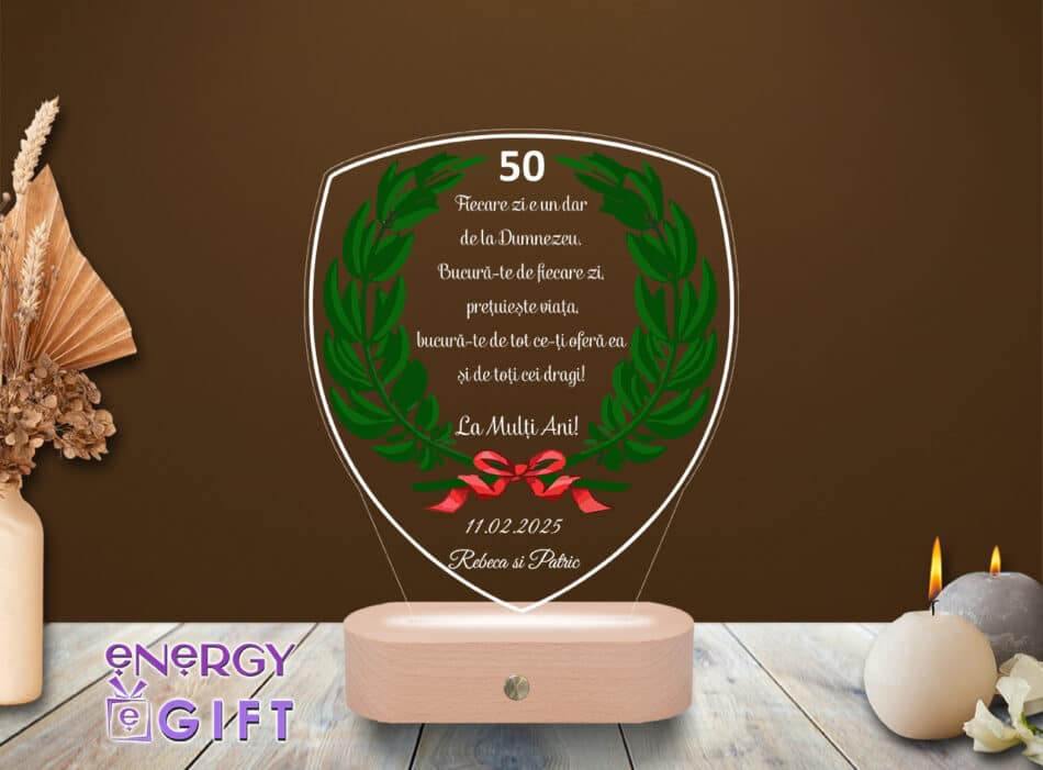Lampă LED 3D personalizată prin printare – ramă foto cu mesaj editabil