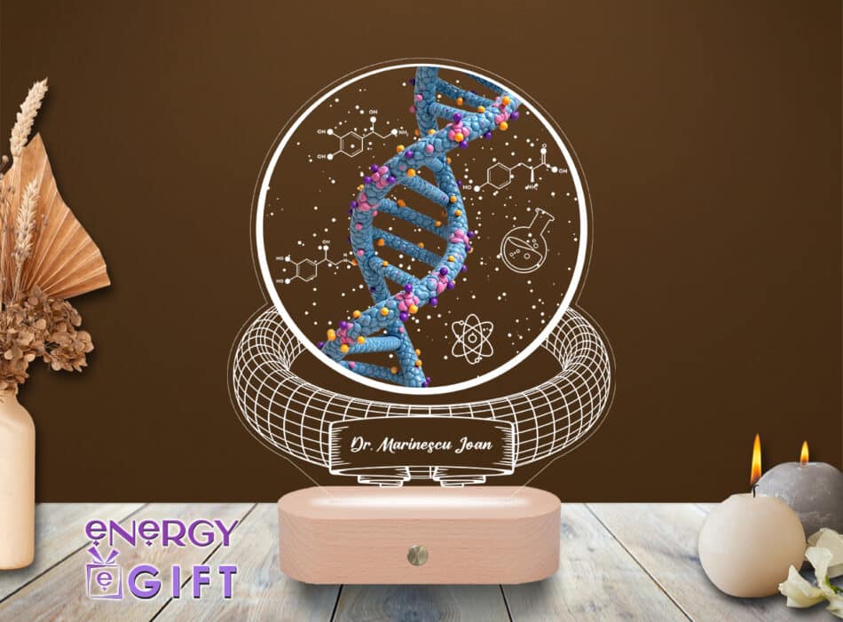 Lampă LED 3D cu tematică de chimie, personalizată cu nume – cadou special pentru profesioniști în laborator