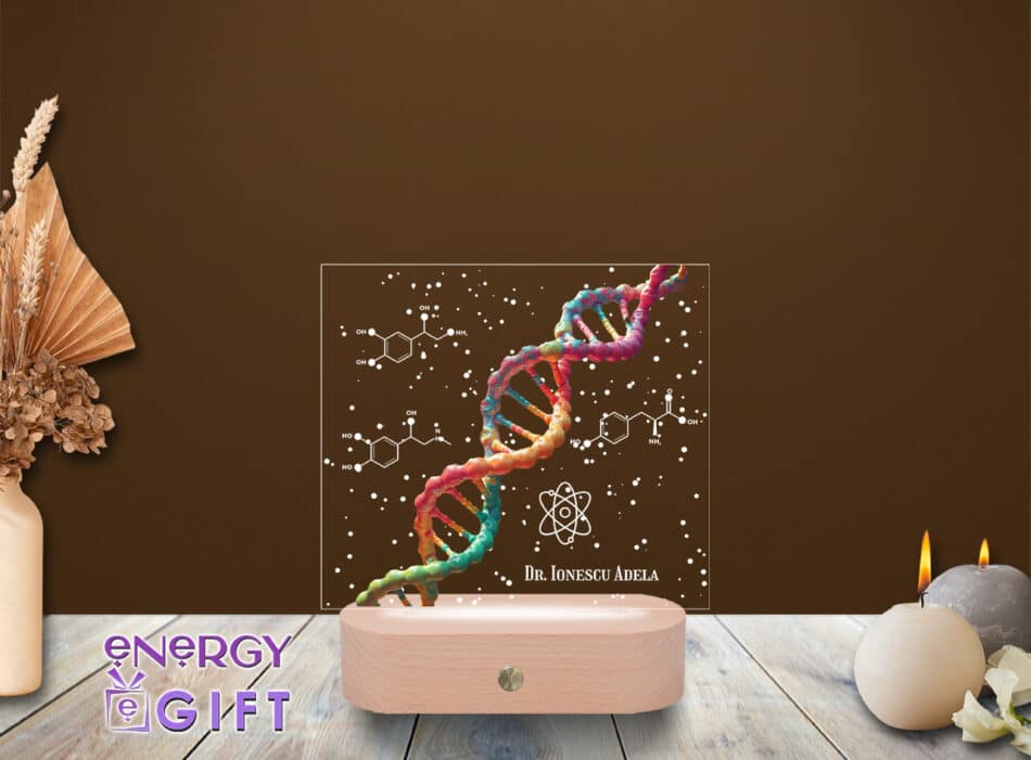 Lampă LED 3D personalizată cu simboluri medicale și nume gravat – cadou special pentru cadre medicale