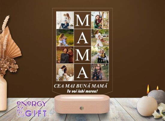 lampa led 3d personalizata rama foto familie colaj
