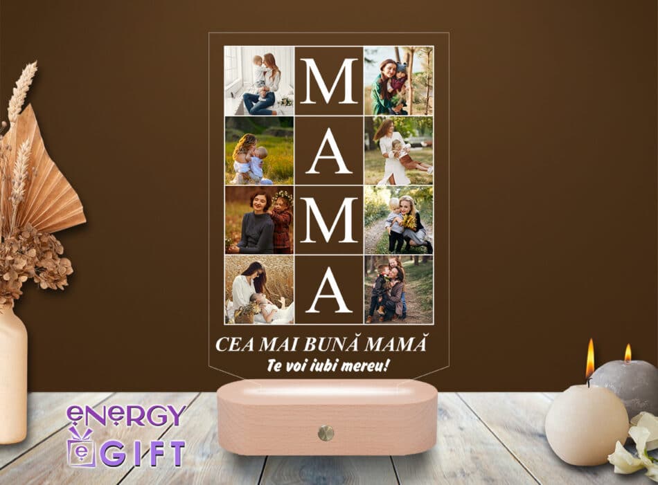 lampa led 3d personalizata rama foto familie colaj