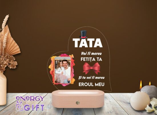 Lampă LED 3D personalizată prin printare – mesaj emoționant de la fiică pentru tată