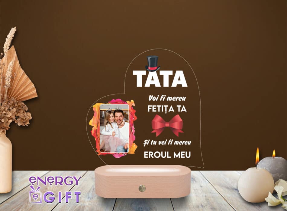 Lampă LED 3D personalizată prin printare – mesaj emoționant de la fiică pentru tată