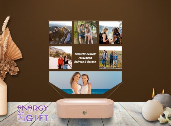 lampa led 3d personalizata rama foto familie colaj