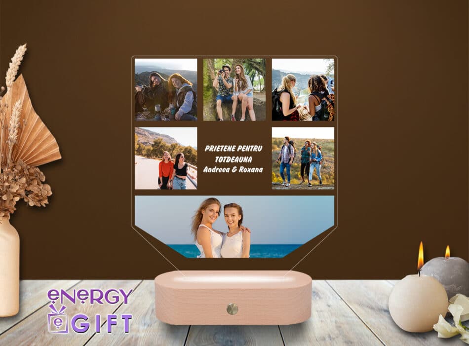 lampa led 3d personalizata rama foto familie colaj