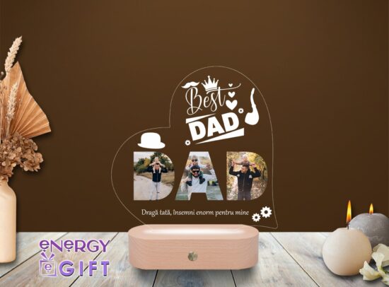 Lampă LED 3D personalizată prin printare – mesaj special pentru tată