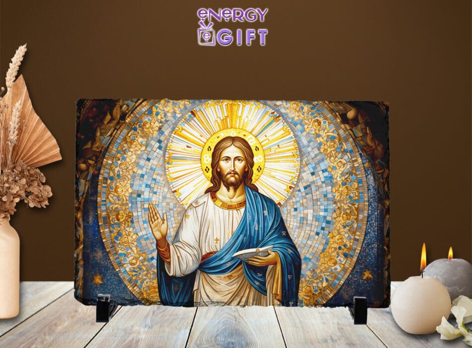 Tablou Piatra Religios ardezie domnul Iisus hristos vitraliu