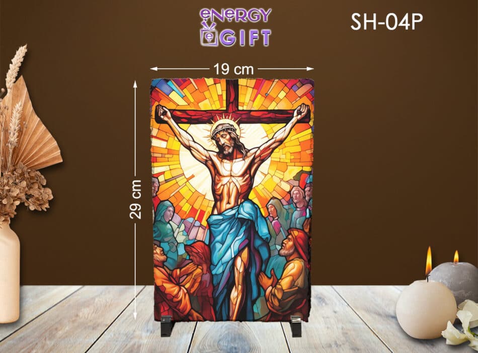 Tablou Piatra Religios ardezie Iisus hristos pe cruce ortodox