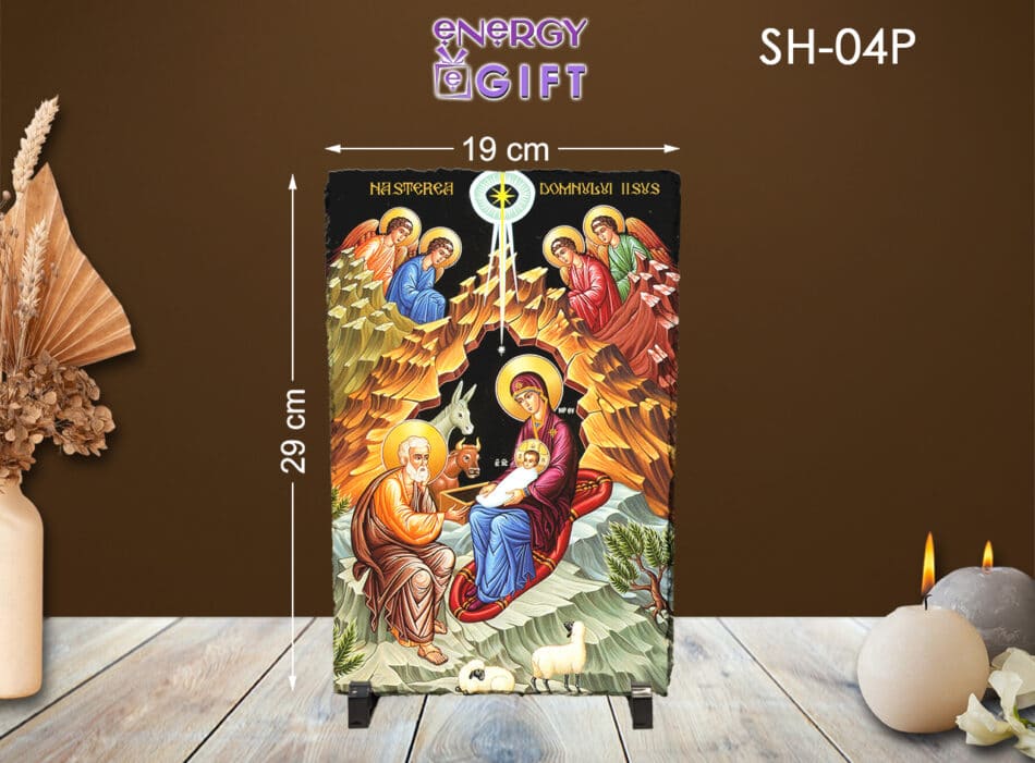 Tablou Piatra Religios ardezie nasterea domnului ortodox