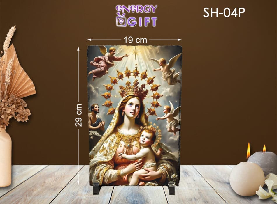 Tablou Piatra Religios ardezie icoana maica domnului si pruncul ortodox