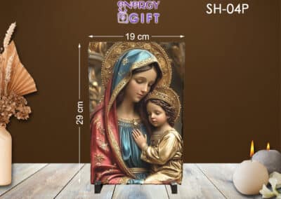 Tablou Piatra Religios ardezie icoana maica domnului si pruncul ortodox