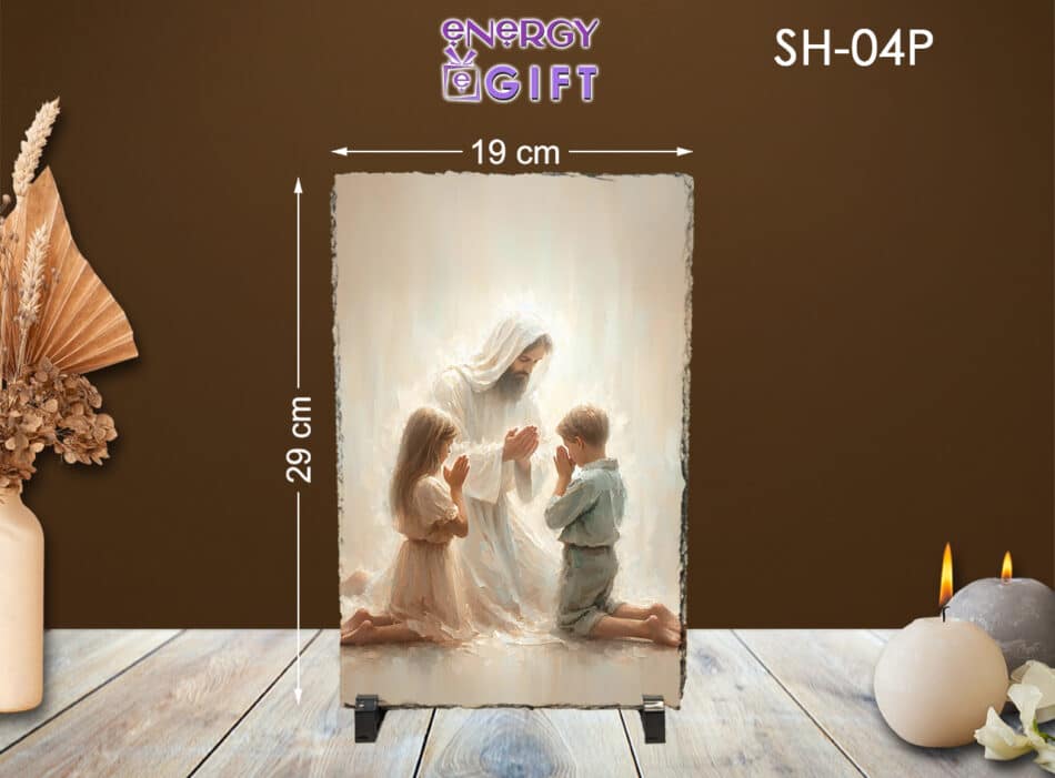 Tablou Piatra Religios ardezie icoana Iisus hristos si copii