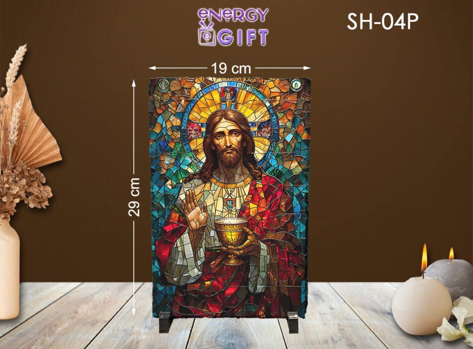 Tablou Piatra Religios ardezie Iisus hristosvitraliu domnului