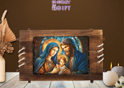 Tablou Piatra Religios ardezie Iosif si Maria ortodox