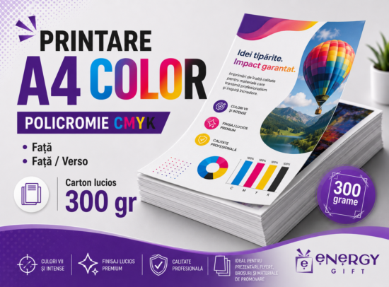 printare A4 color pe carton lucios 300 gr