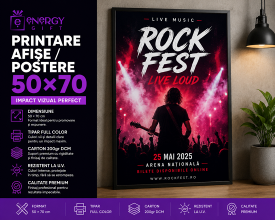 printare afise postere 50x70 full color carton 200 gr DCM