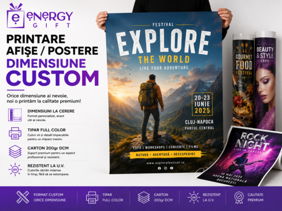 printare afise postere dimensiune custom full color carton 200 gr DCM