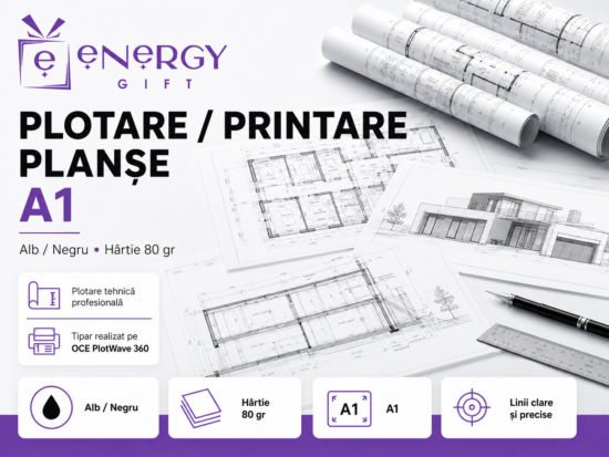 printare plotare planse A1 alb-negru hartie 80 gr