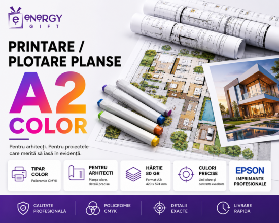 printare plotare planse A2 color hartie 80 gr policromie CMYK