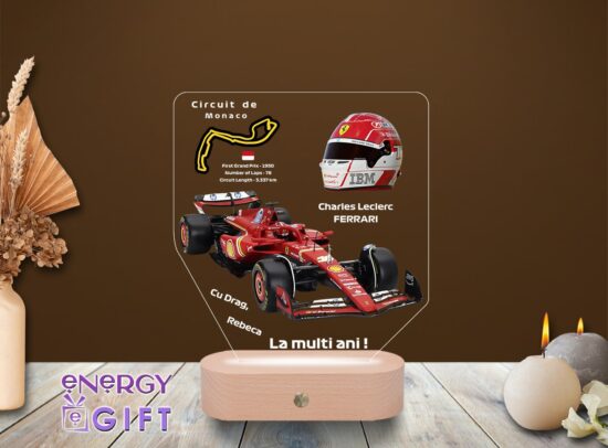 Lampa Led 3D Personalizata – Formula 1 Ferrari - Charles Leclerc