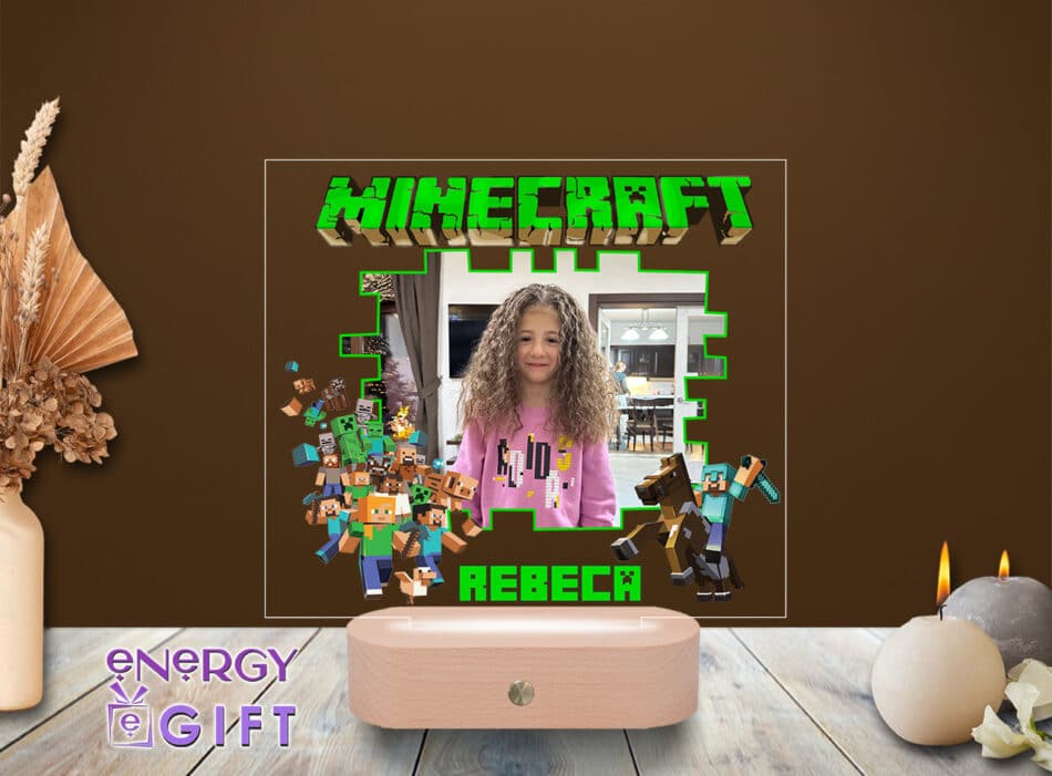 Lampă LED 3D cu tematică Minecraft – personalizată pentru camera gamerilor