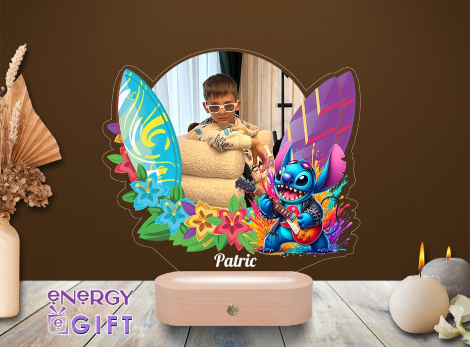 Lampă LED personalizată cu Stitch – design Disney pentru camera copilului