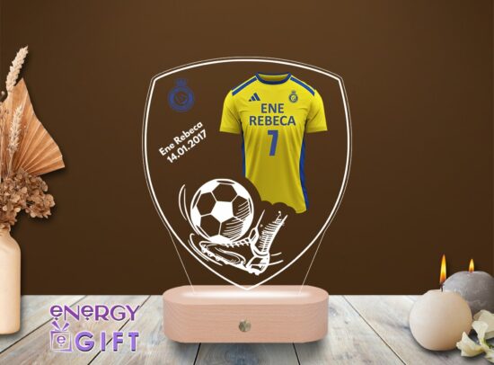 Lampă LED 3D cu Cristiano Ronaldo – personalizată prin printare pentru fani fotbal
