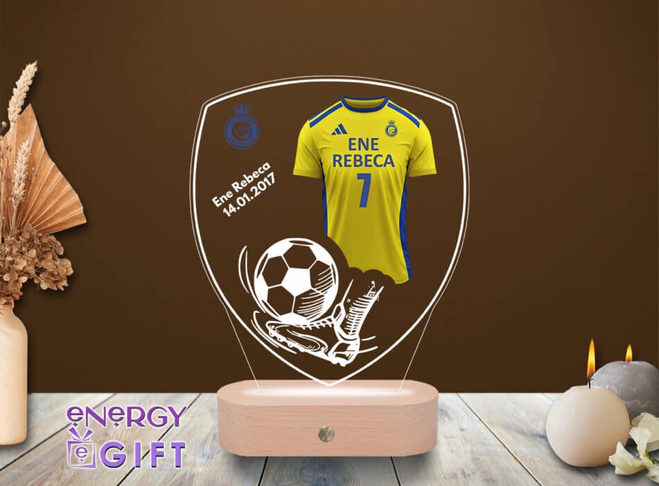 Lampă LED 3D cu Cristiano Ronaldo – personalizată prin printare pentru fani fotbal