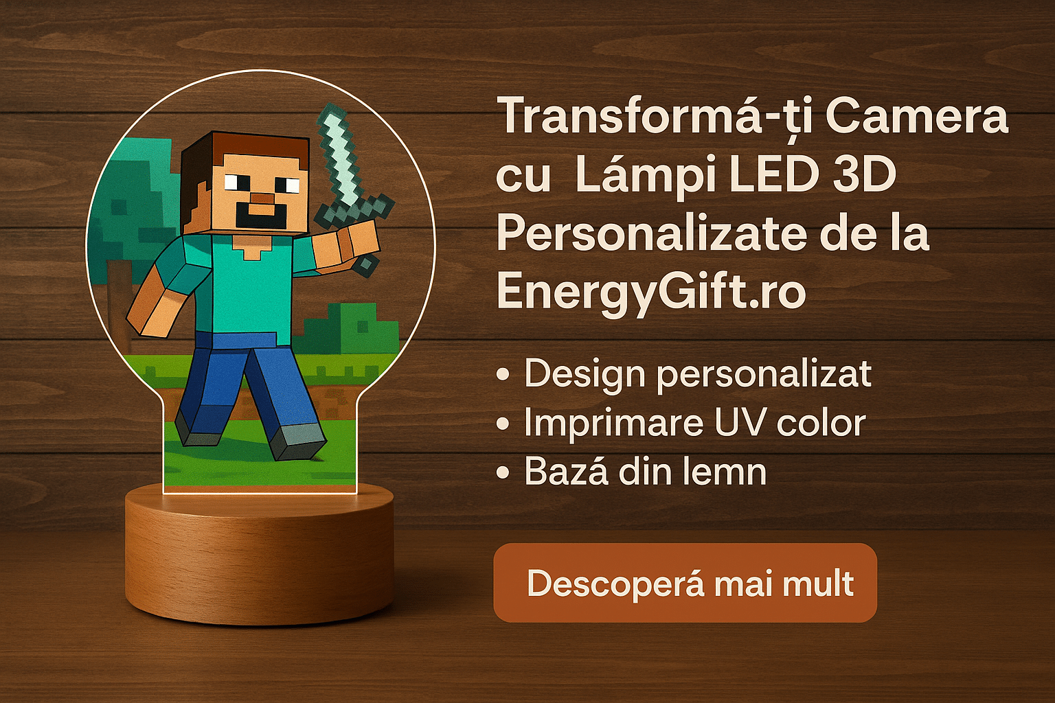 lampi led 3d personalizate Lămpi LED 3D Personalizate cu Personaje Din Desene Animate – Cadouri Unice la EnergyGift.ro
