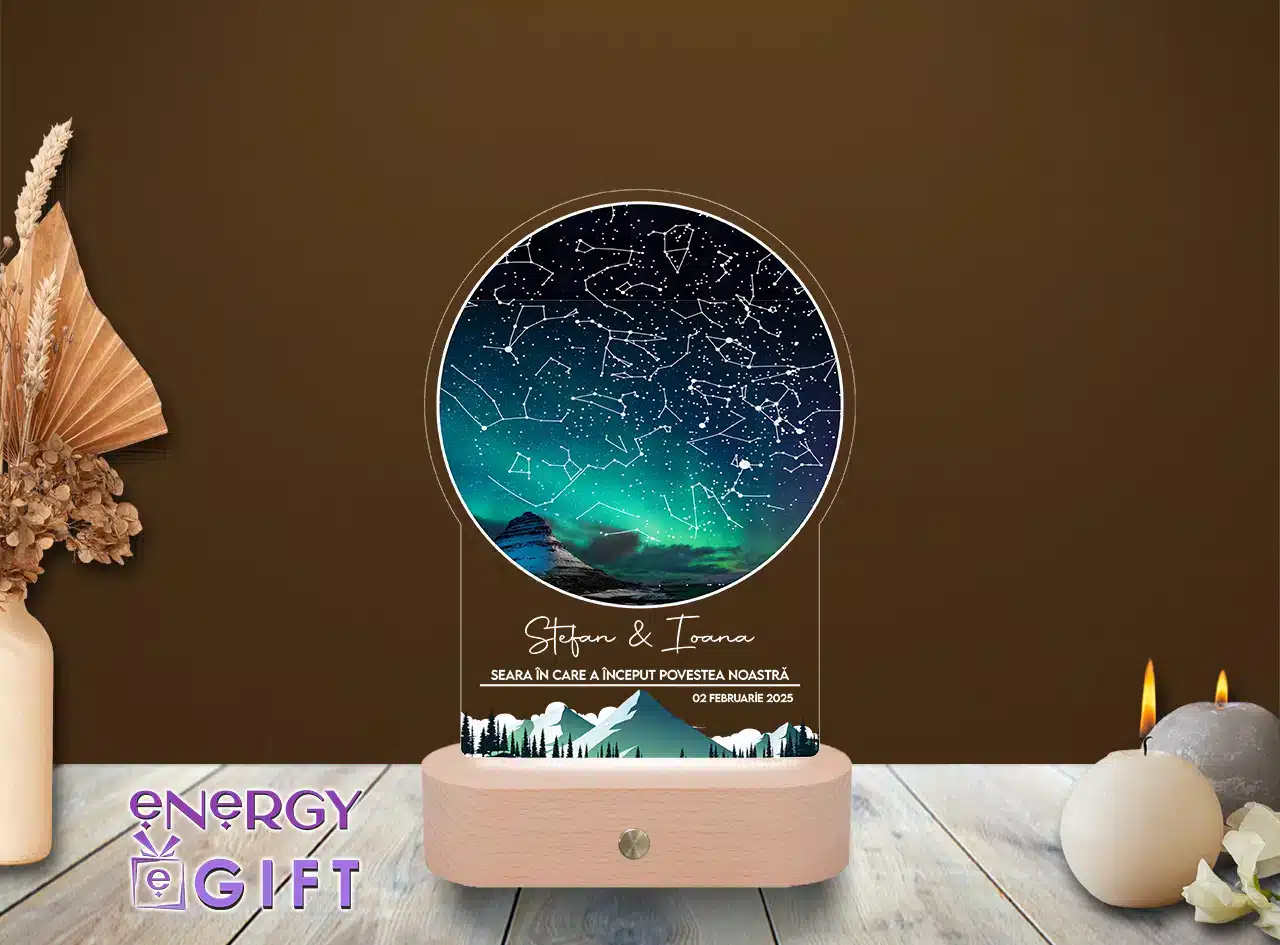 Lampă LED personalizată Sky Map – cadoul romantic unic pentru aniversare, prezentat pe ProTV și Click