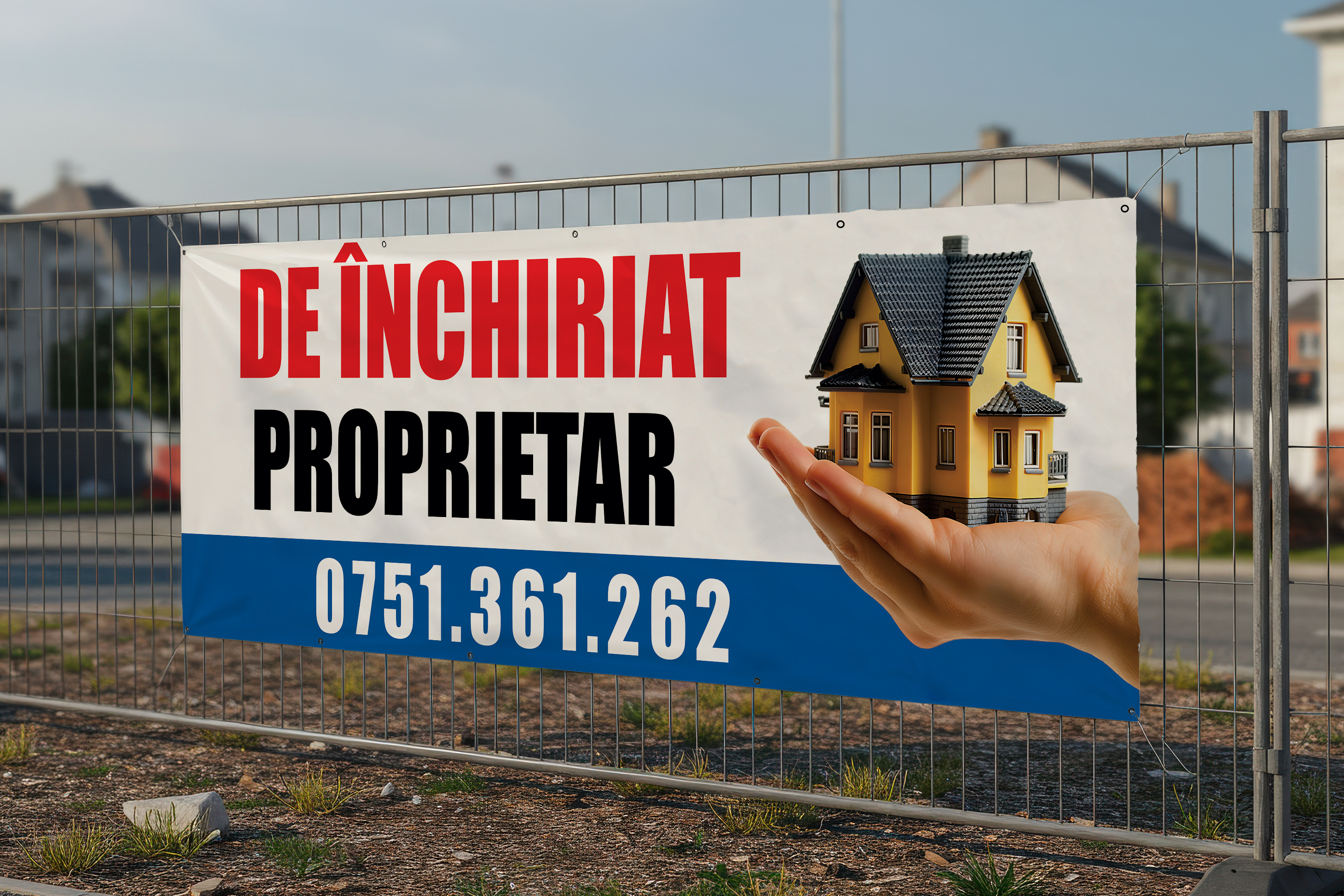 banner publicitar 50x150 cm print UV pe PVC pentru agenții imobiliare