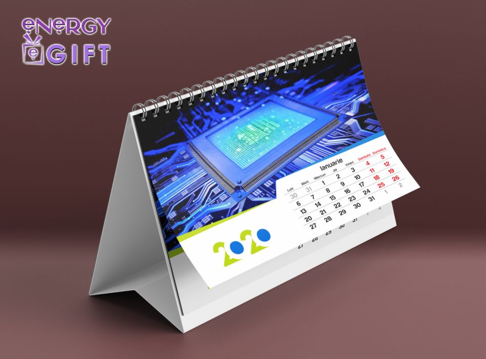 calendar personalizat de birou elegance EnergyGift, cadou corporate, 12 file A5