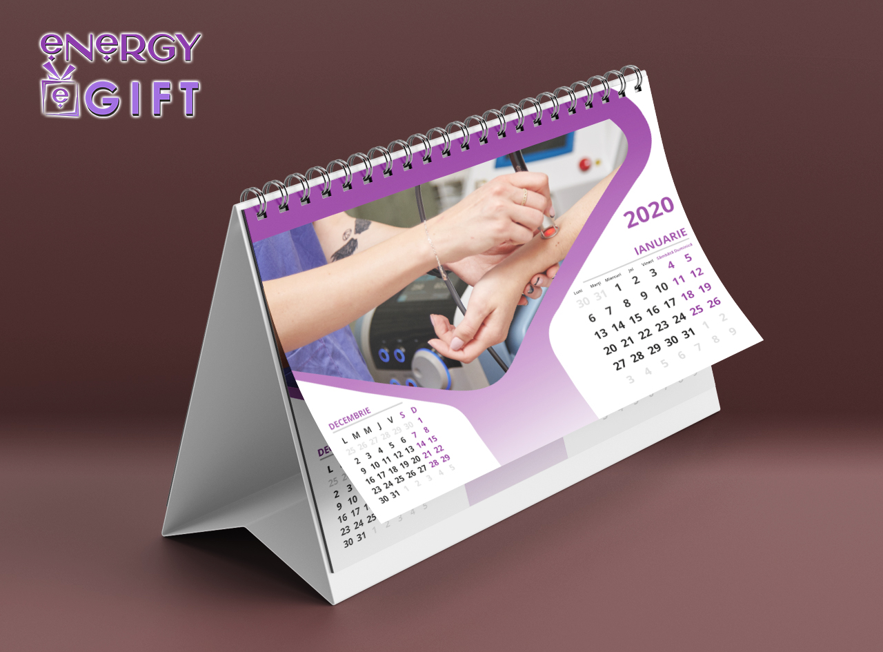 calendar de birou personalizat simplu și rafinat EnergyGift, hârtie DCL 150g, 12 file